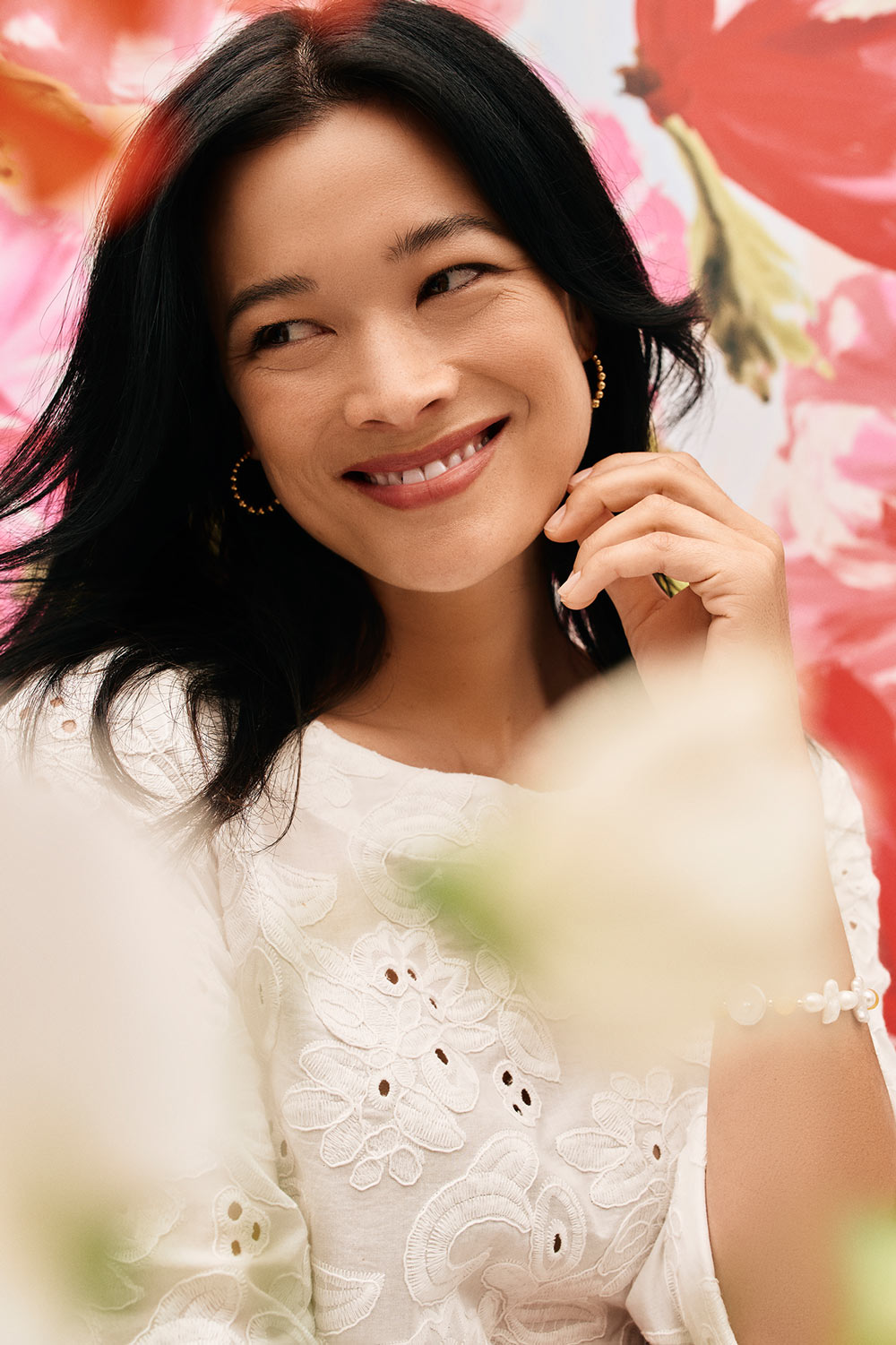 Broderie Side Button Top