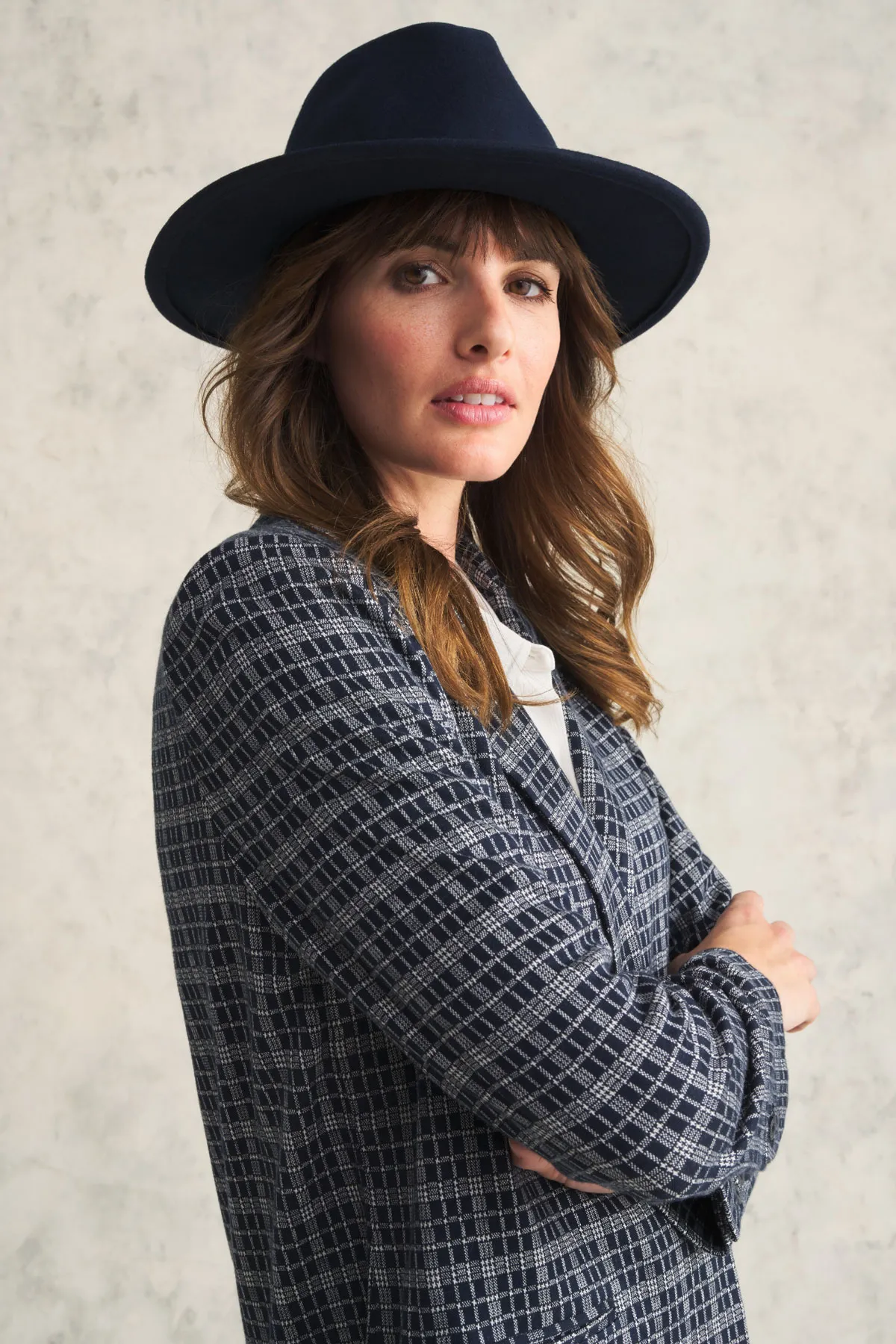 Navy Wool Felt Fedora
