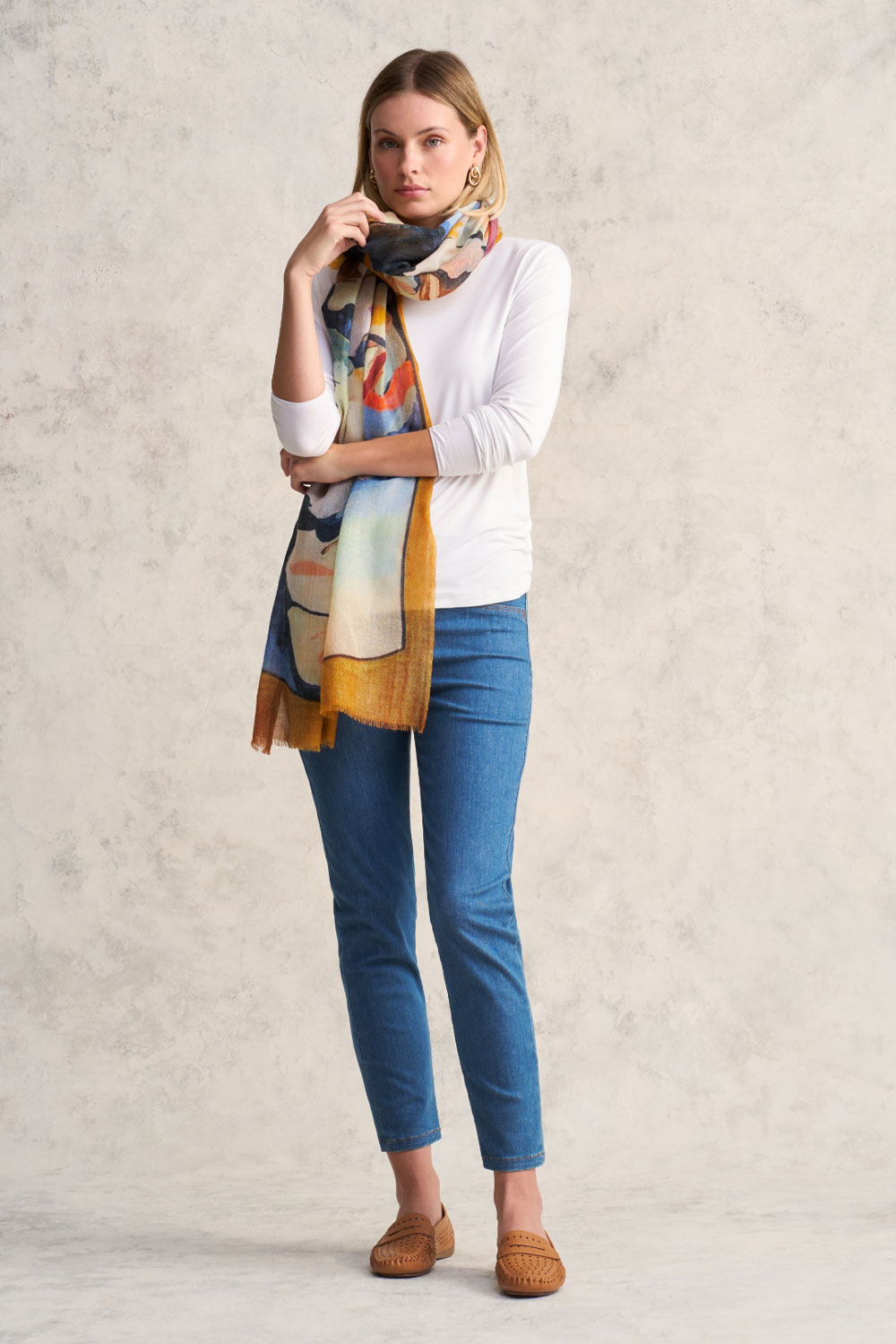 RUST MULTI FLORAL SCARF