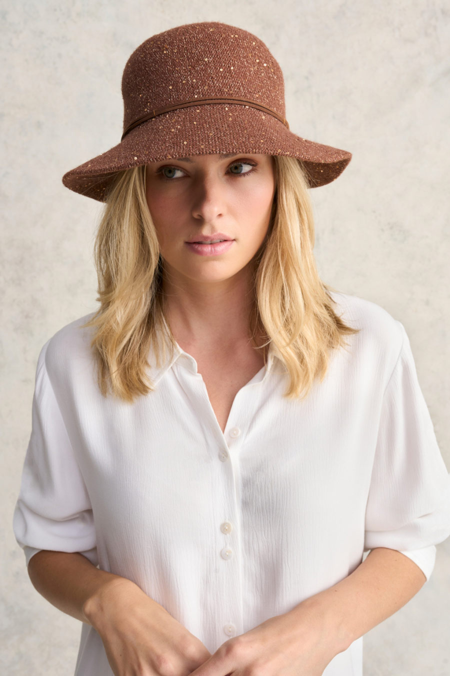 Cinnamon Shimmer Weave Cloche