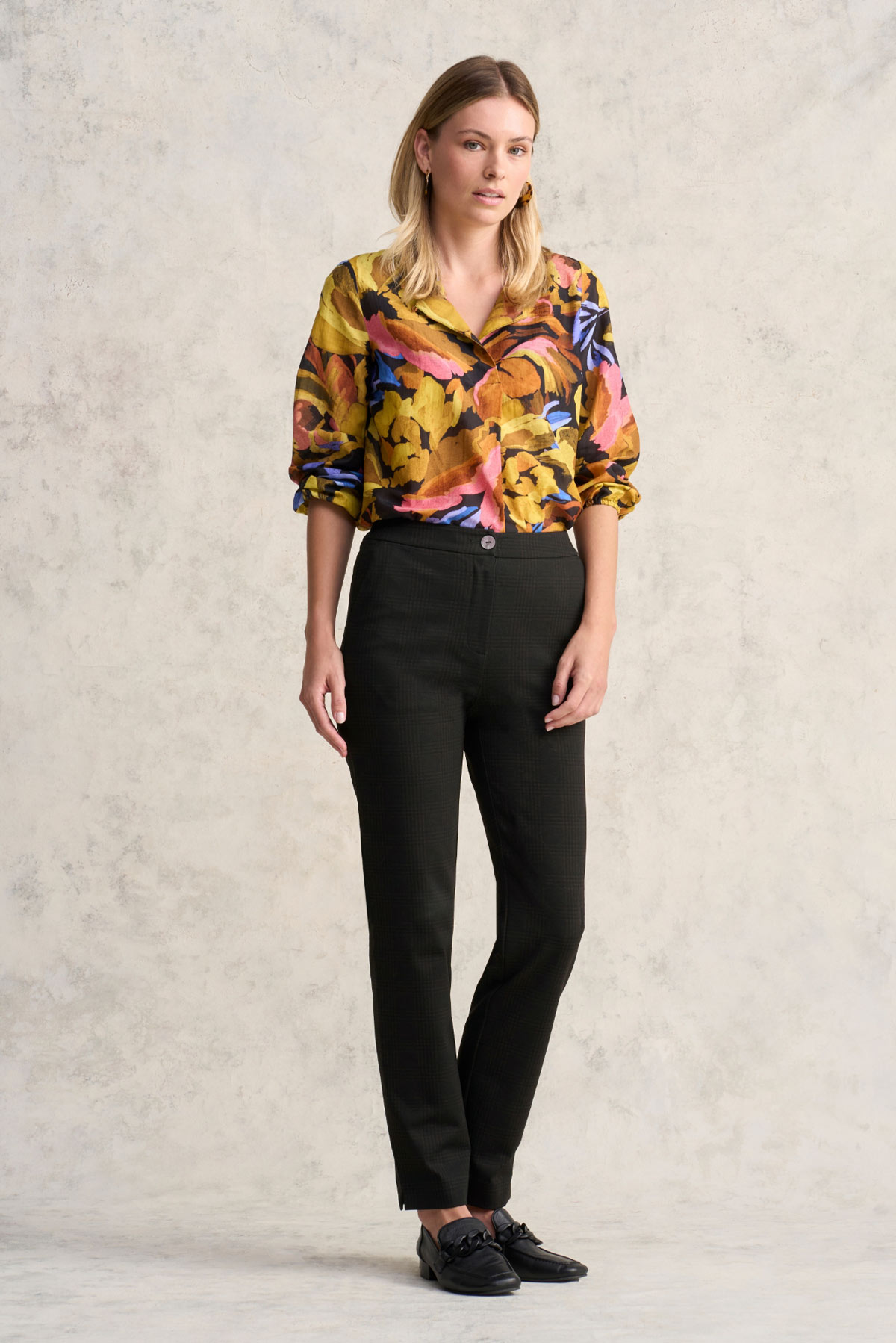 Cotton Silk Blouson Blouse