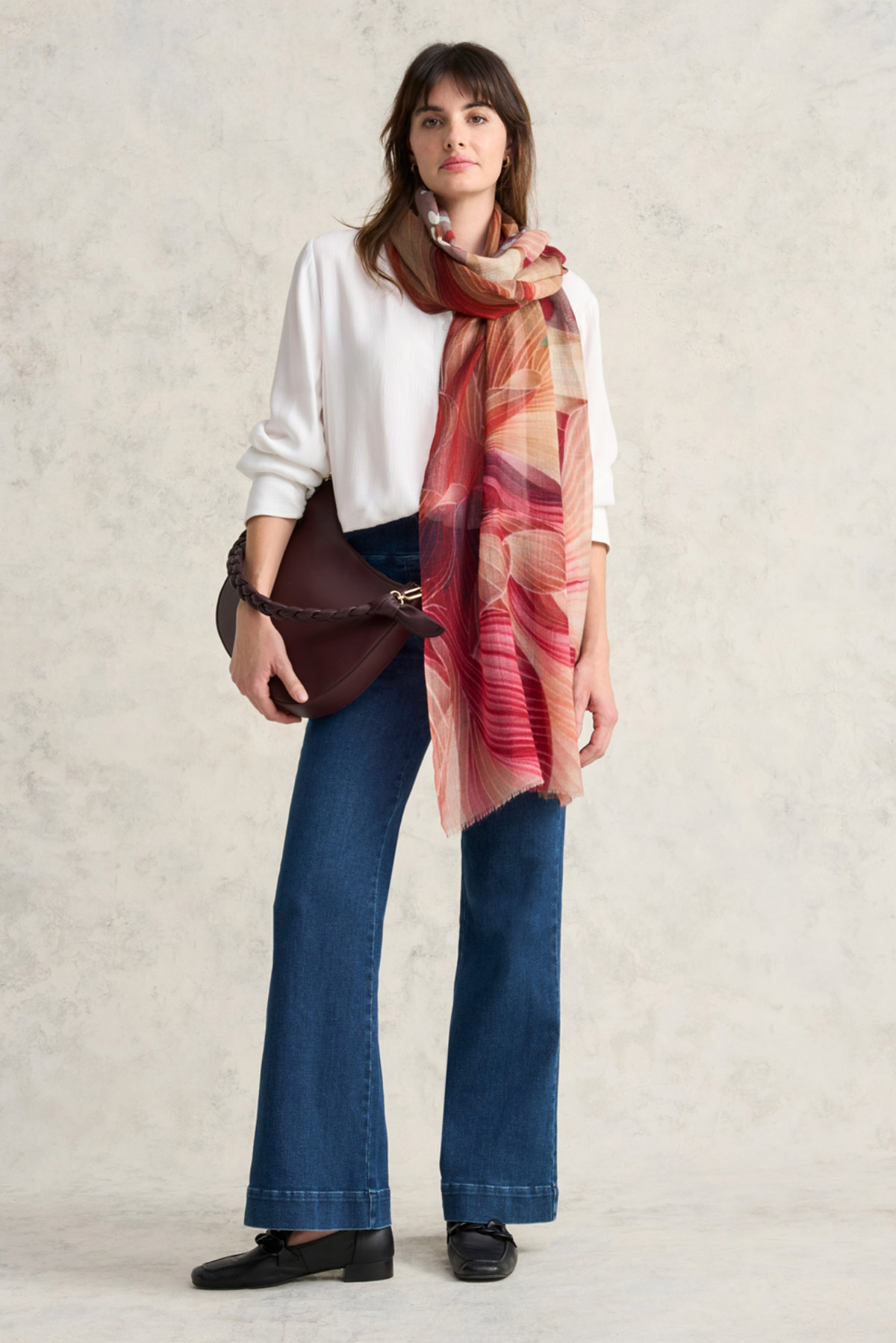 Flower Rippled Wool Scarf