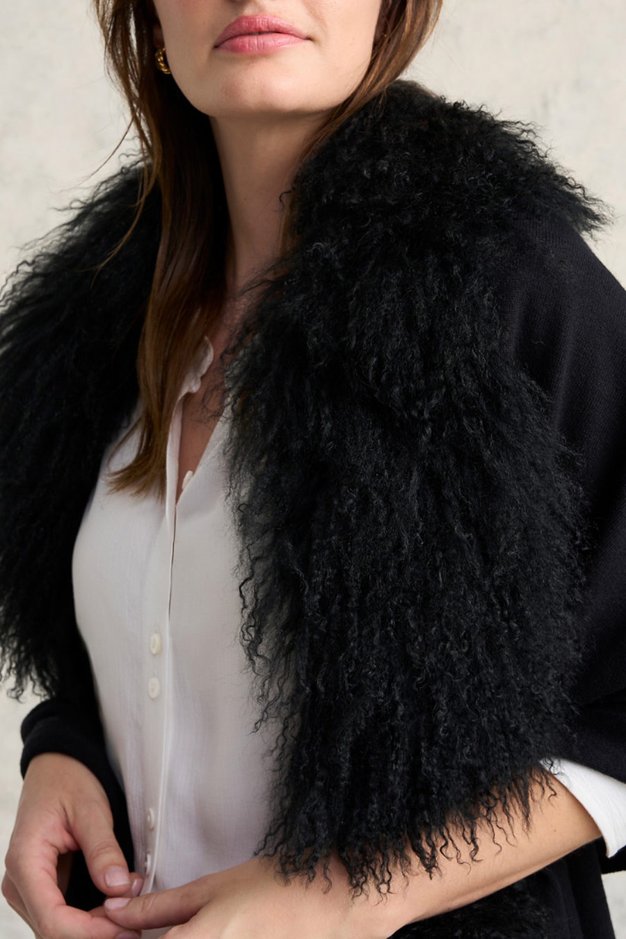 Black Wool Collar Shawl