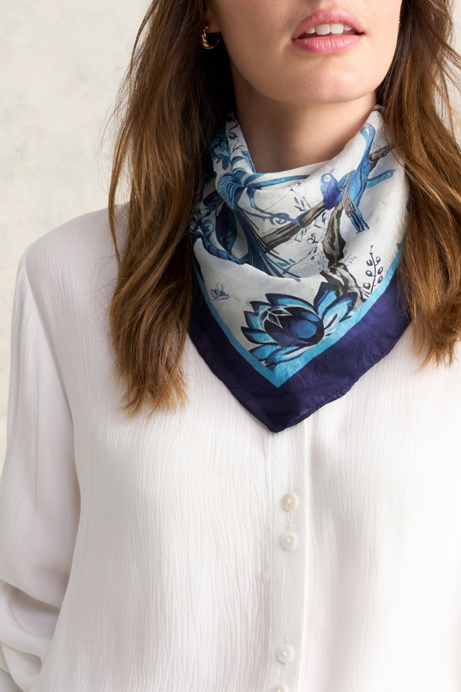 Floral Birdhouse Silk Scarf