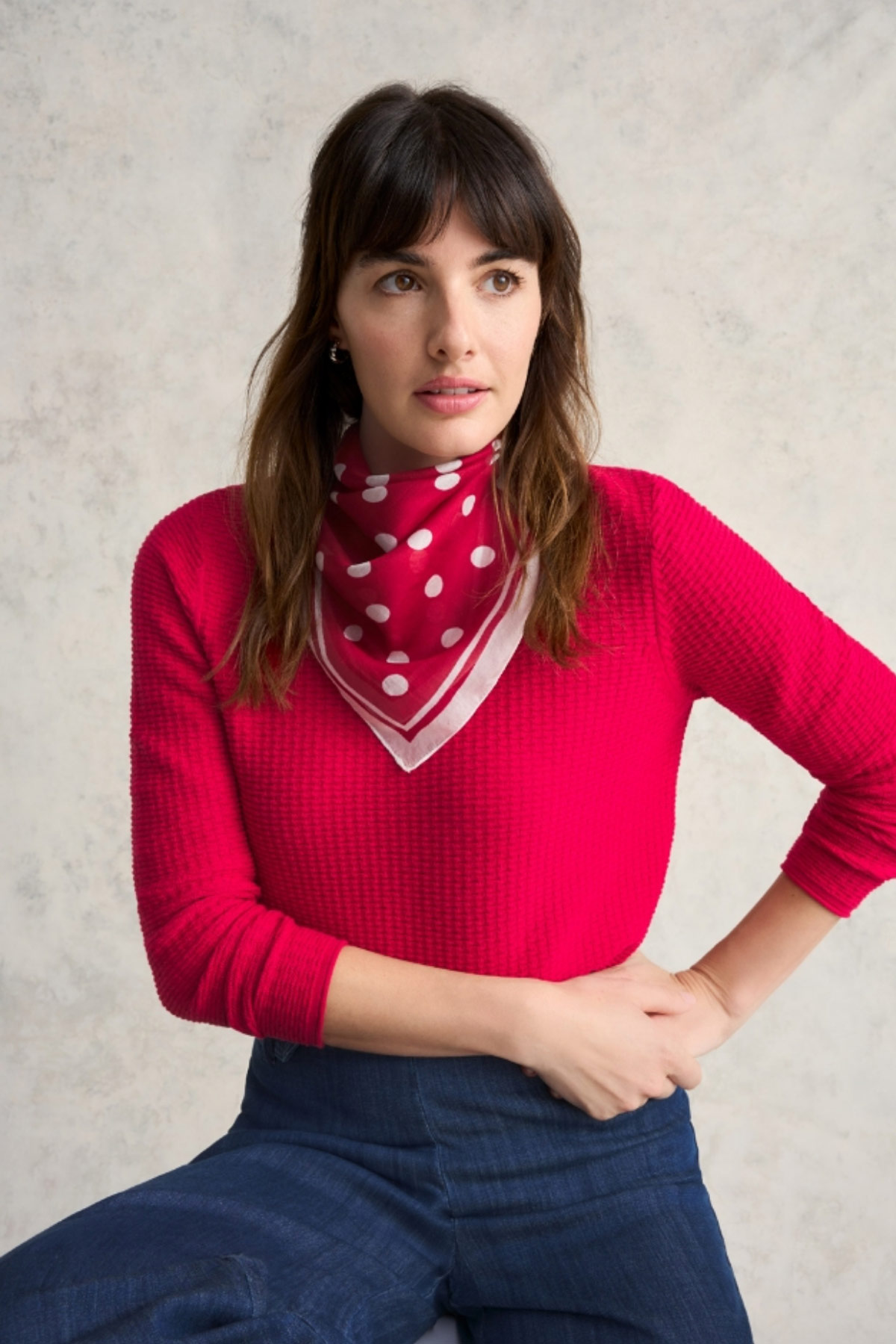 Rouge Polka Dot Silk Scarf