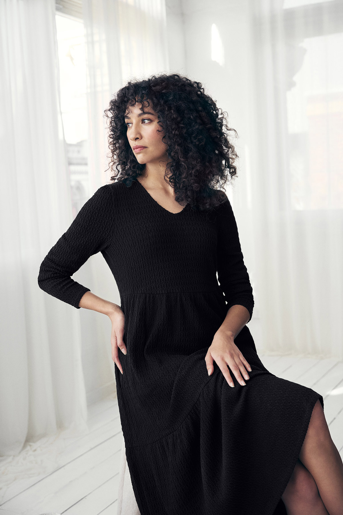 Textured Jacquard Midi Dress