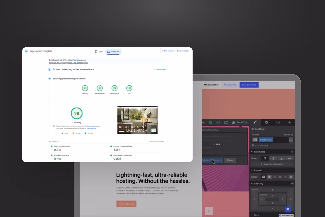 Webflow Website Page Speed Insights