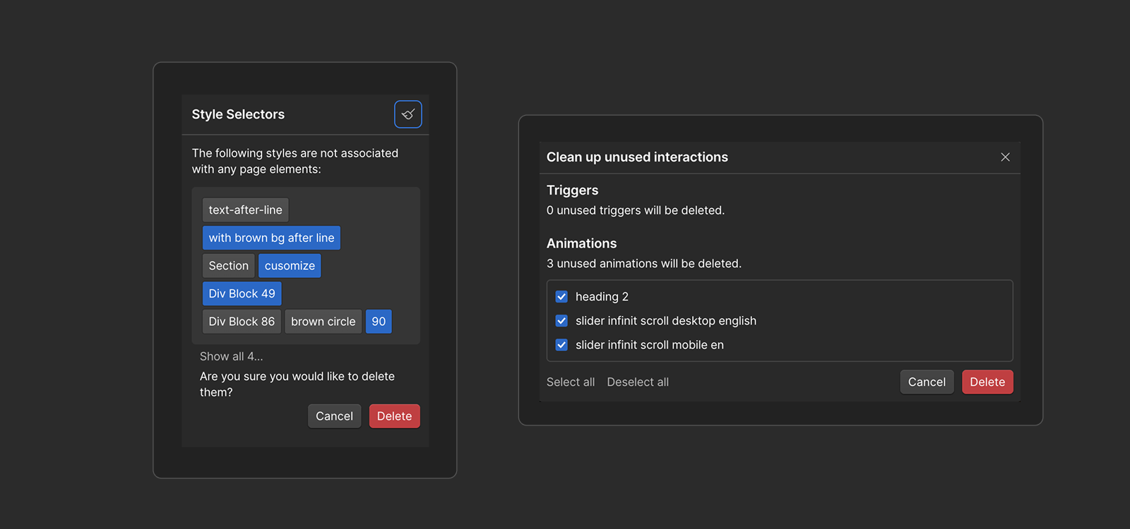 Webflow SEO – CSS Klassen aufräumen
