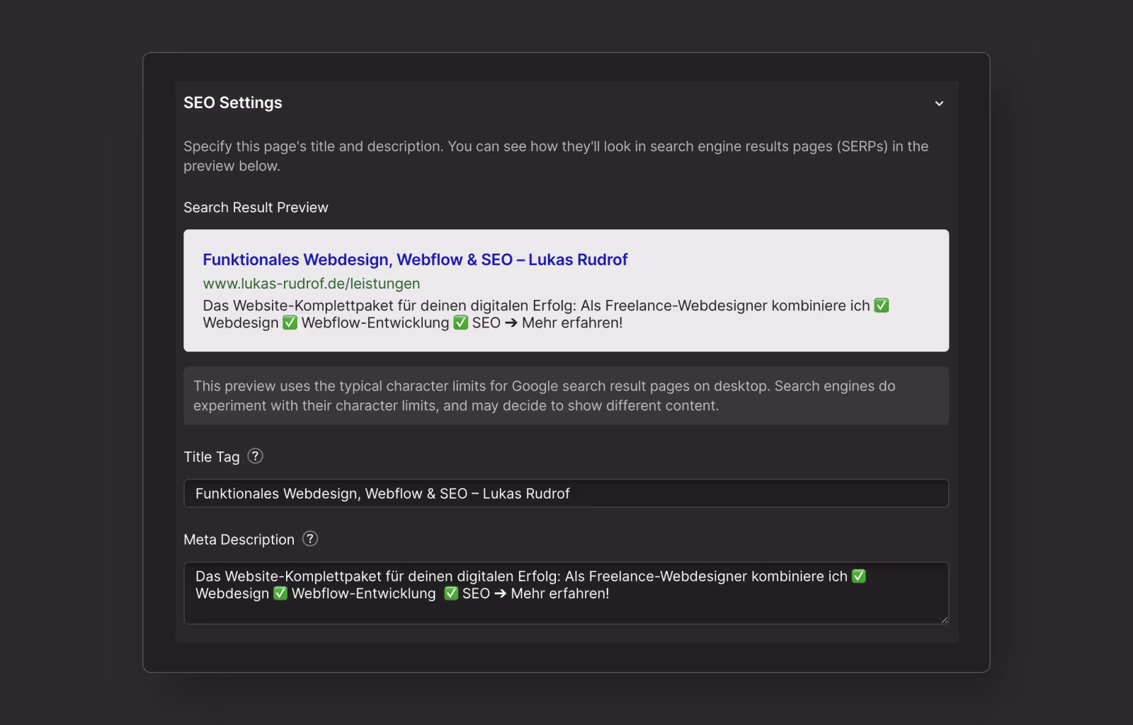 Weblfow SEO – Meta Tags