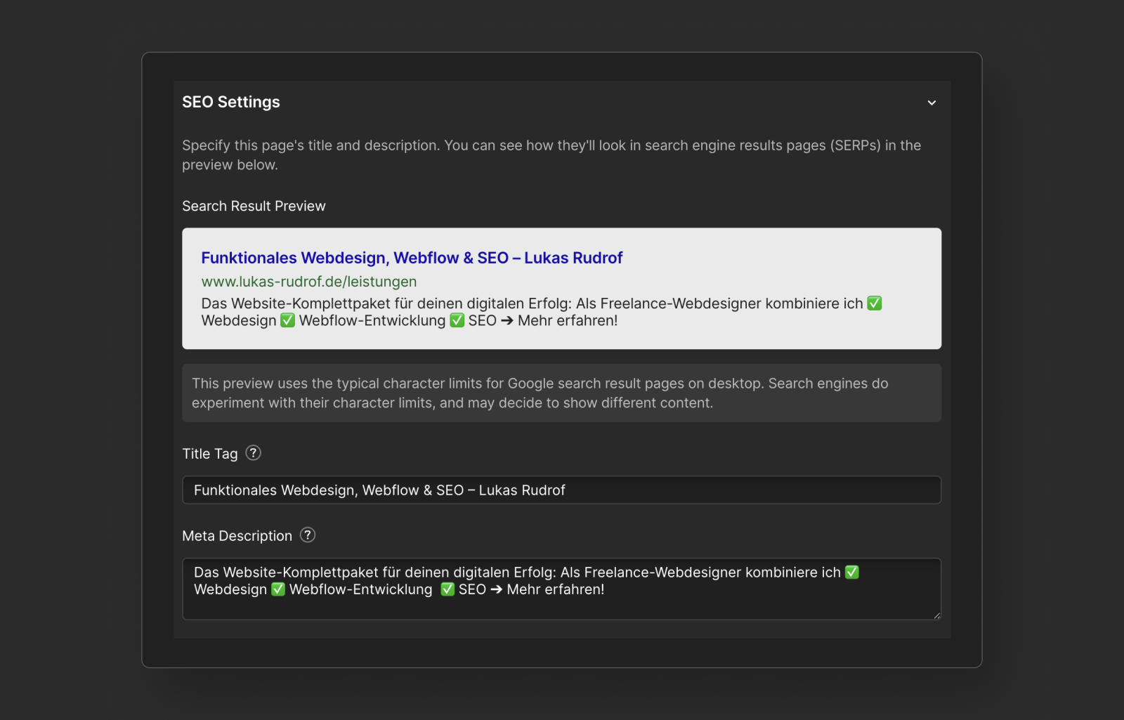 Weblfow SEO – Meta Tags