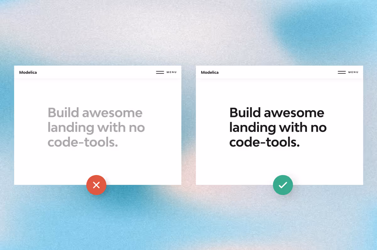 Contrast comparison of 2 fonts.