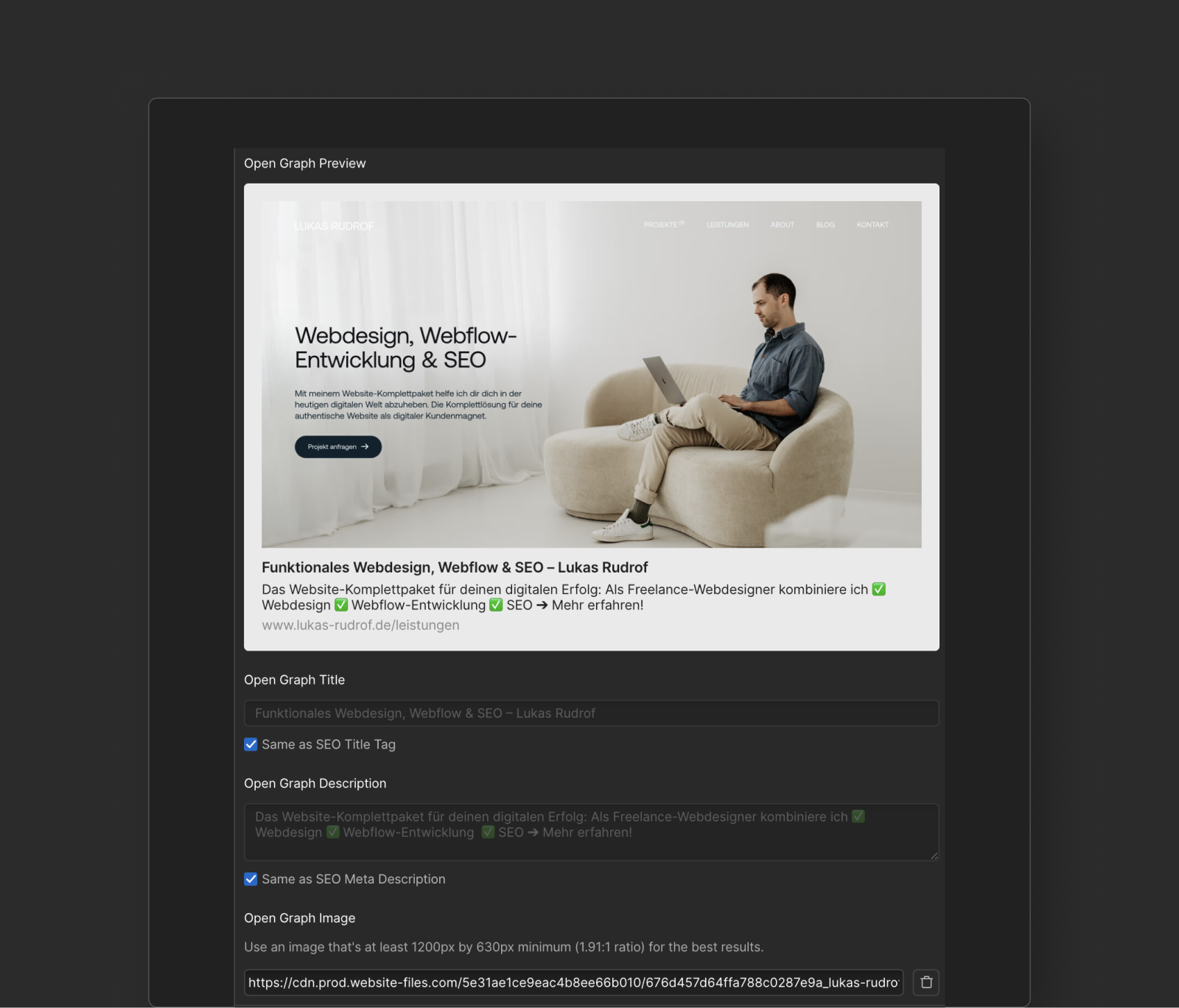 Webflow SEO – Open Graph Settings
