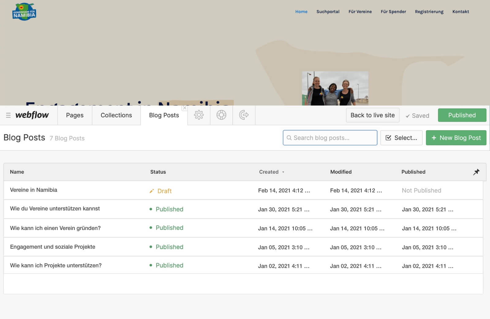 CMS-Elemente mit dem Webflow Editor ändern.