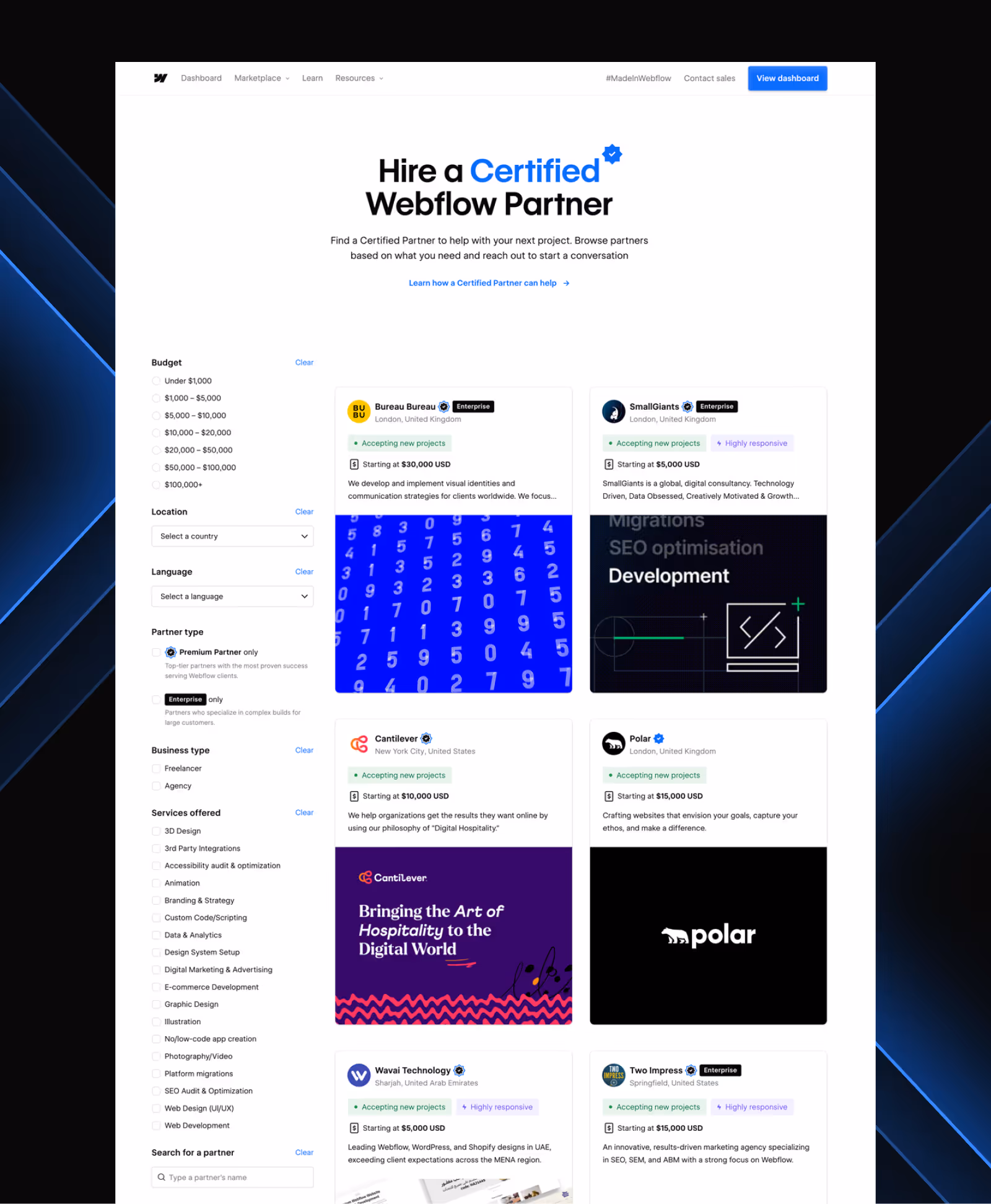 Webflow Certified Partner Directory
