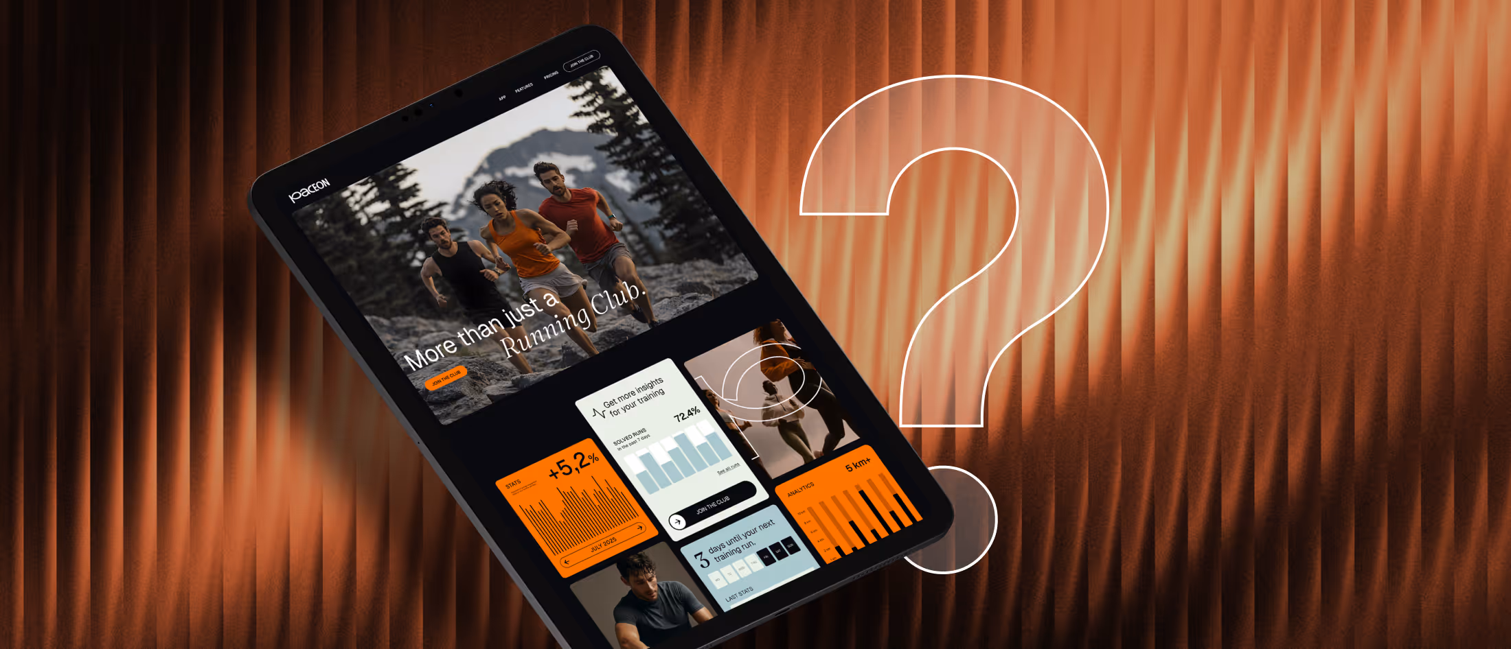 Ein Tablet Mockup zeigt eine Webflow-Website