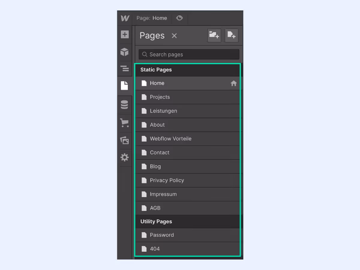 Webflow Navigationsstruktur klar gestalten