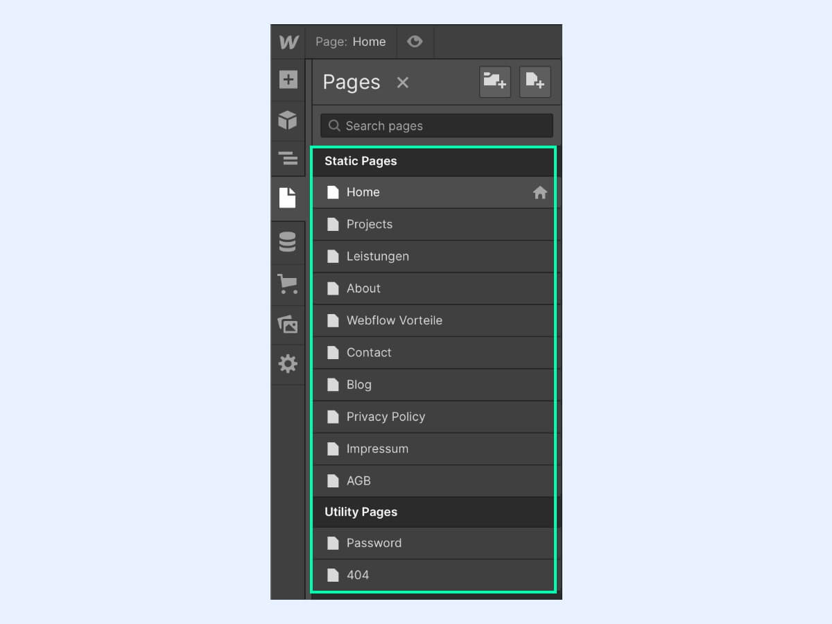 Webflow Navigationsstruktur klar gestalten