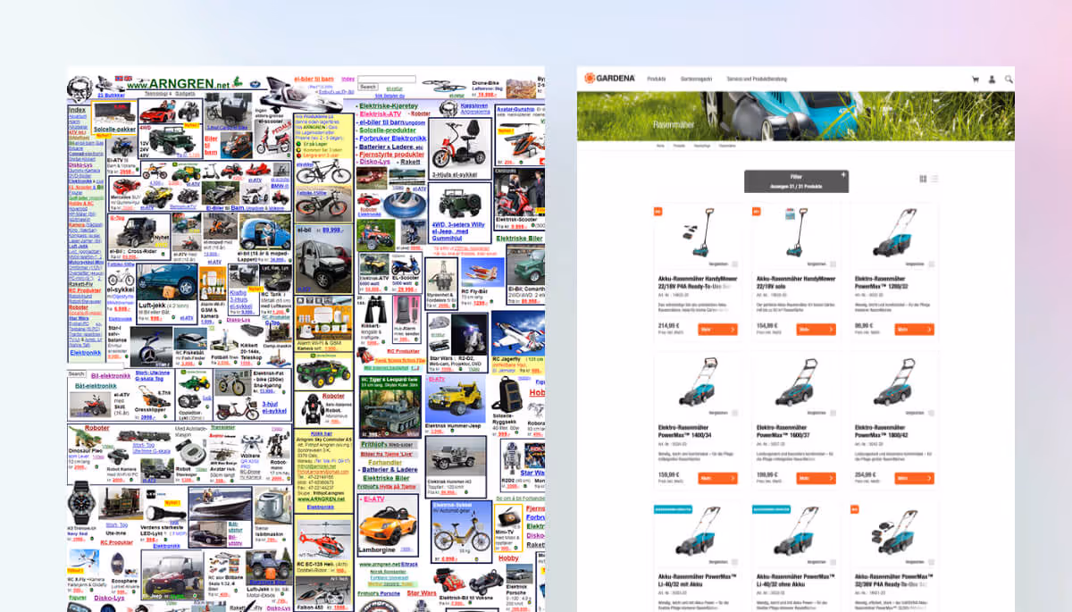 Design Vergleich von 2 E-Commerce Websiten