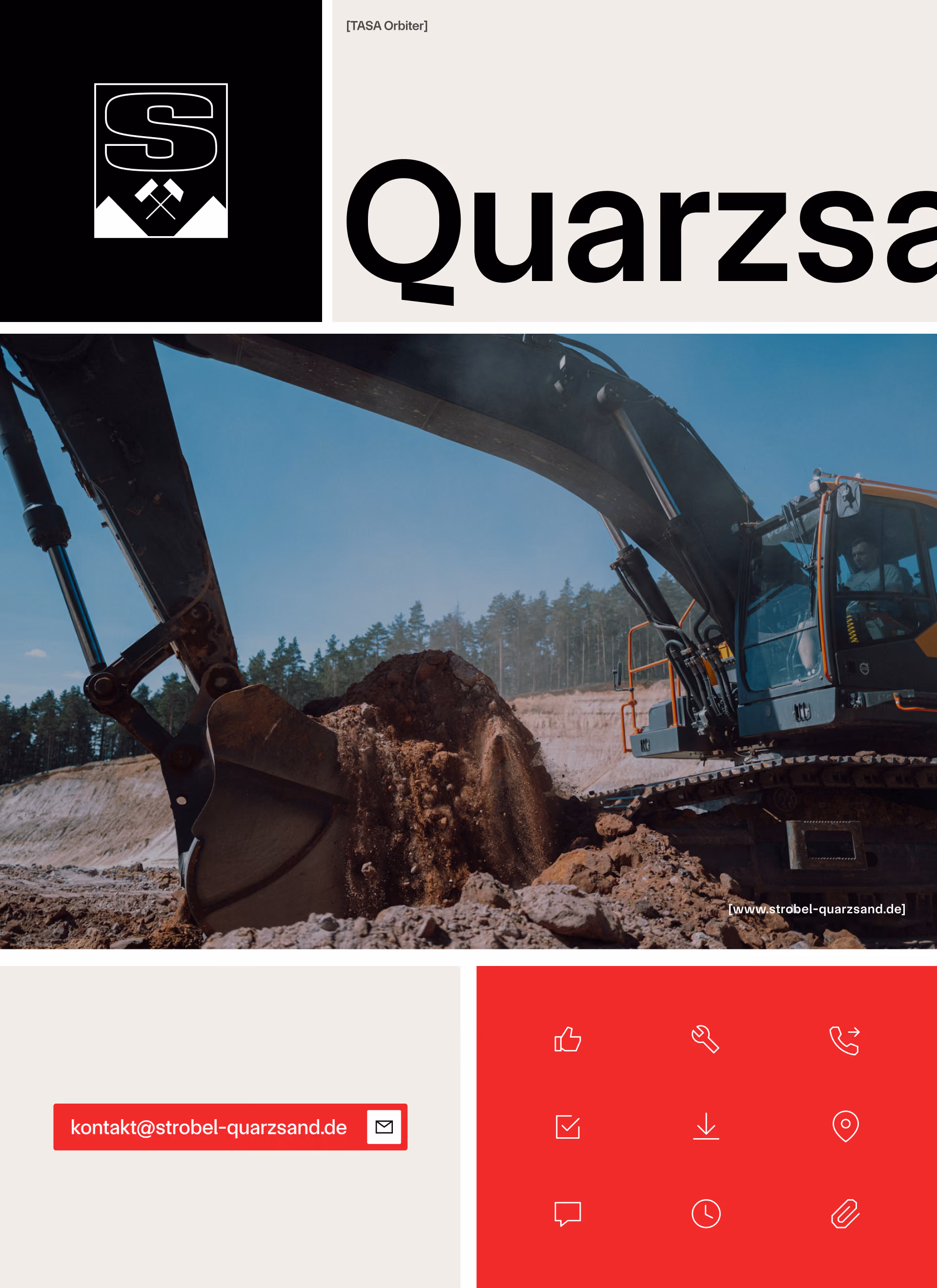 Verschiedene Branding Elemente von Strobel Quarzsand.