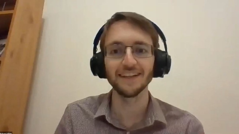 Webinar host Dr Richard Allen talking about his research