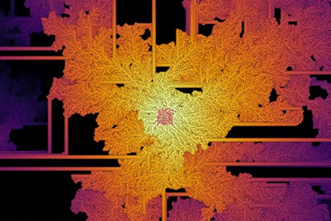 A pattern generated with Life-like CA B3/S345678