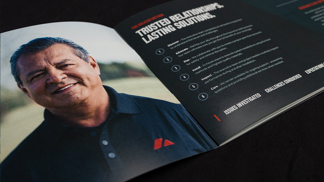 Salazar Roofing commercial brochure interior