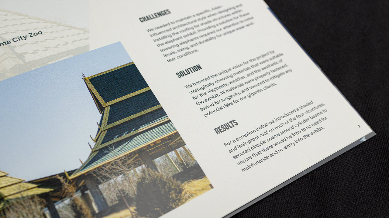 Salazar Roofing commercial brochure interior