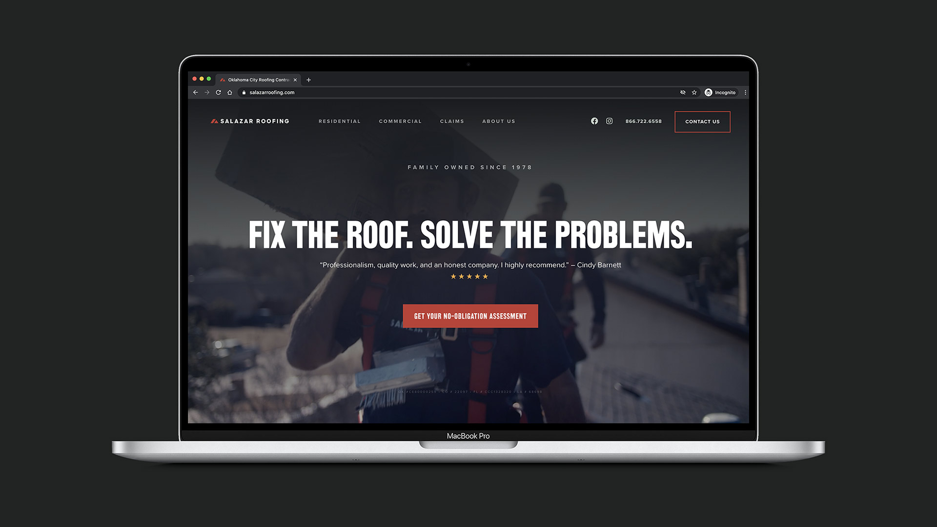 Salazar Roofing website preview
