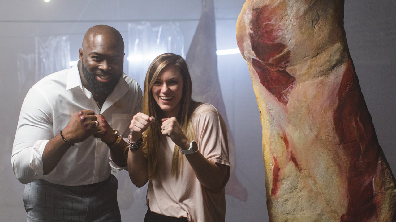 Broadway 10 Tenderizer with Rebekah showing her some moves