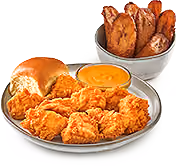 9 Count Nugget Combo: Nuggets, roll, and Plantains.