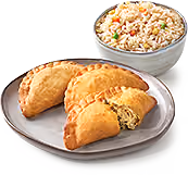 Empanada Trio: 3 Empanadas, and Rice.
