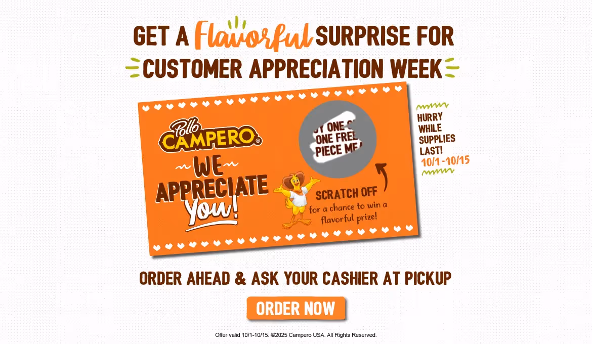 Headline that reads "Get a flavorful surprise for customer appreciation week" 