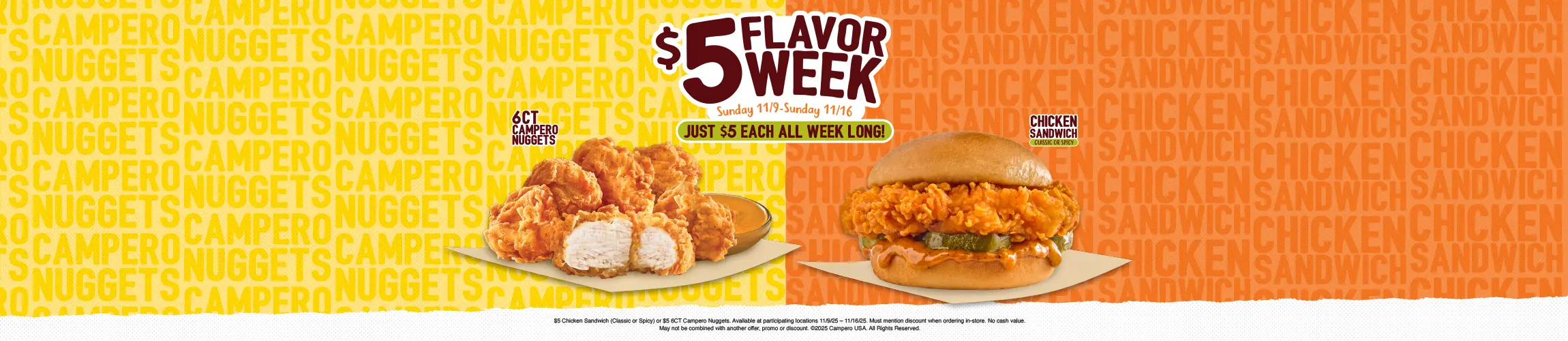 headline that reads $5 flavor week sunday 11/9-sunday 11/16 