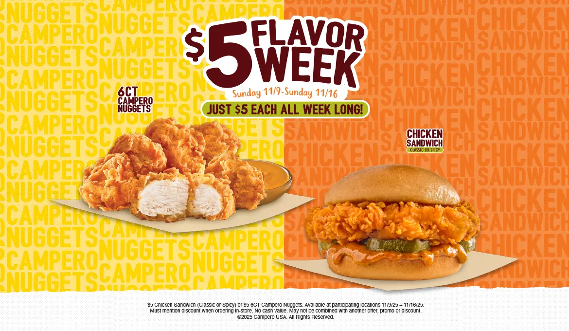 headline that reads $5 flavor week sunday 11/9-sunday 11/16 