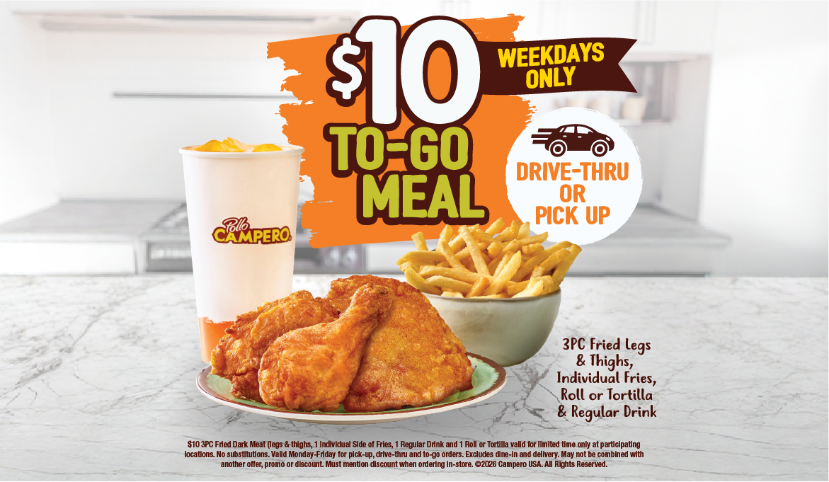$10 to go meal drive thru or pick up