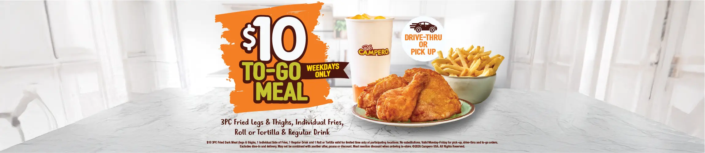 $10 to go meal drive thru or pick up