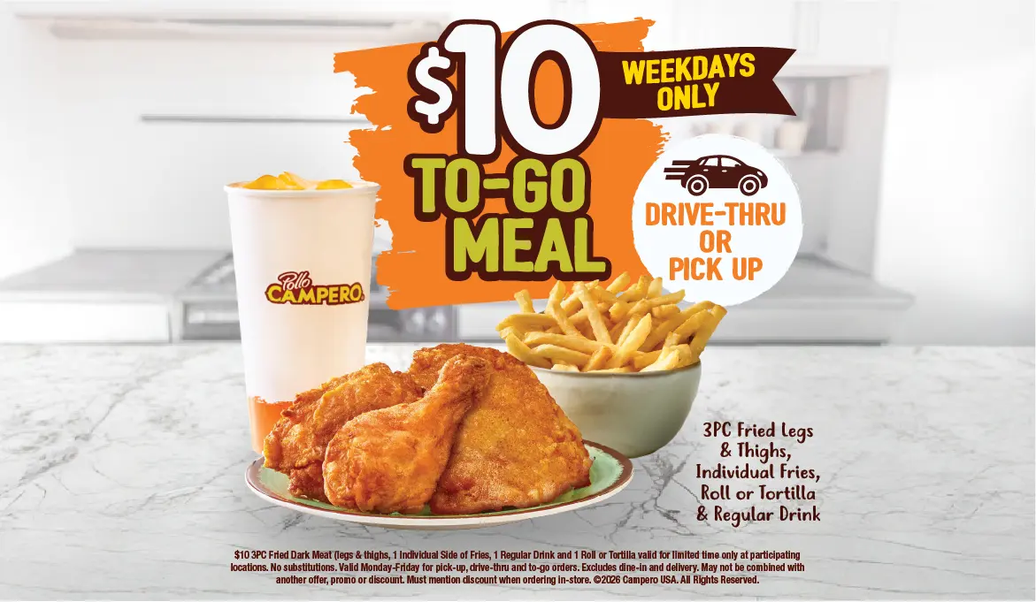 $10 to go meal drive thru or pick up