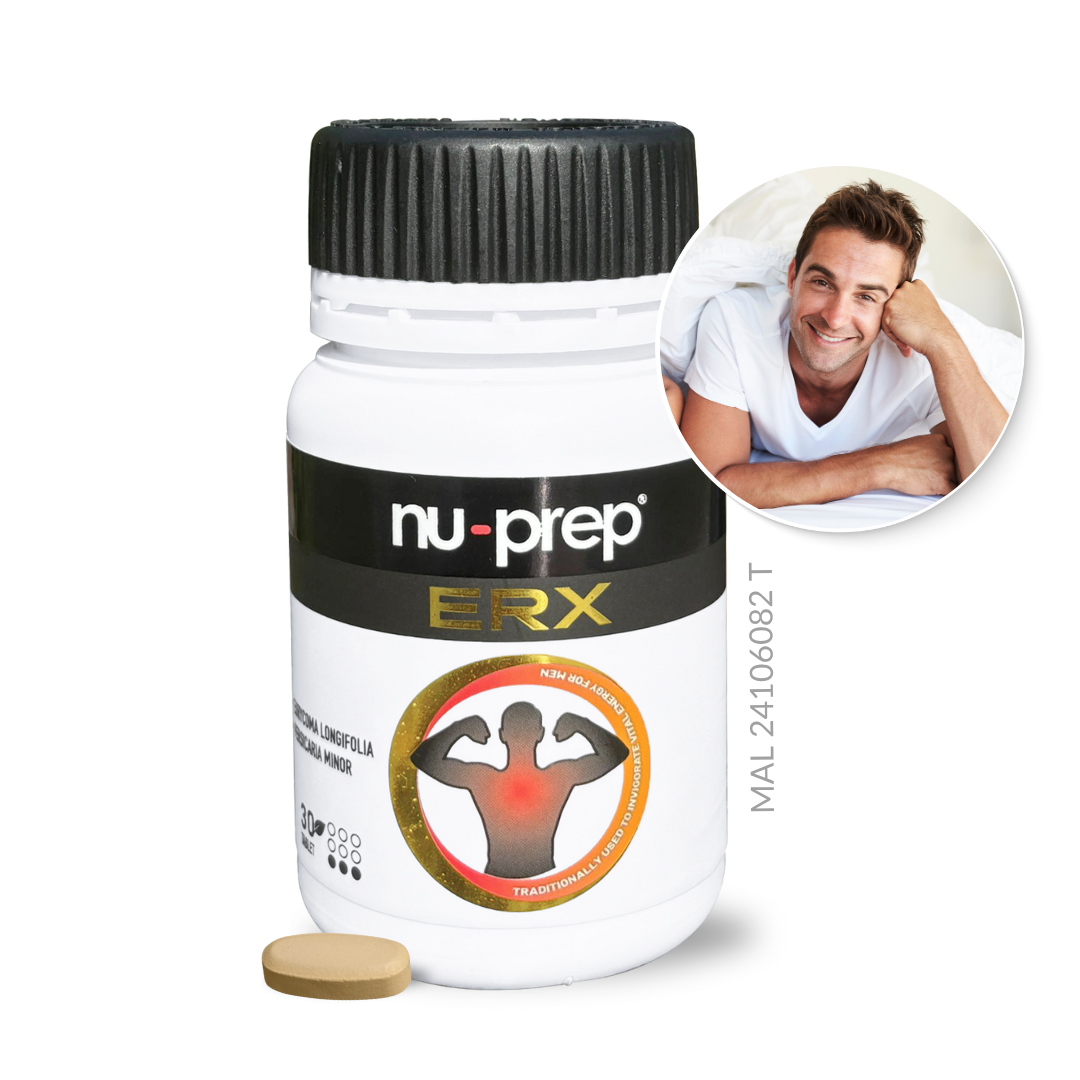 Nu-Prep ERX men’s stamina and vitality supplement with PHYSTA Tongkat Ali and BIOKESUM