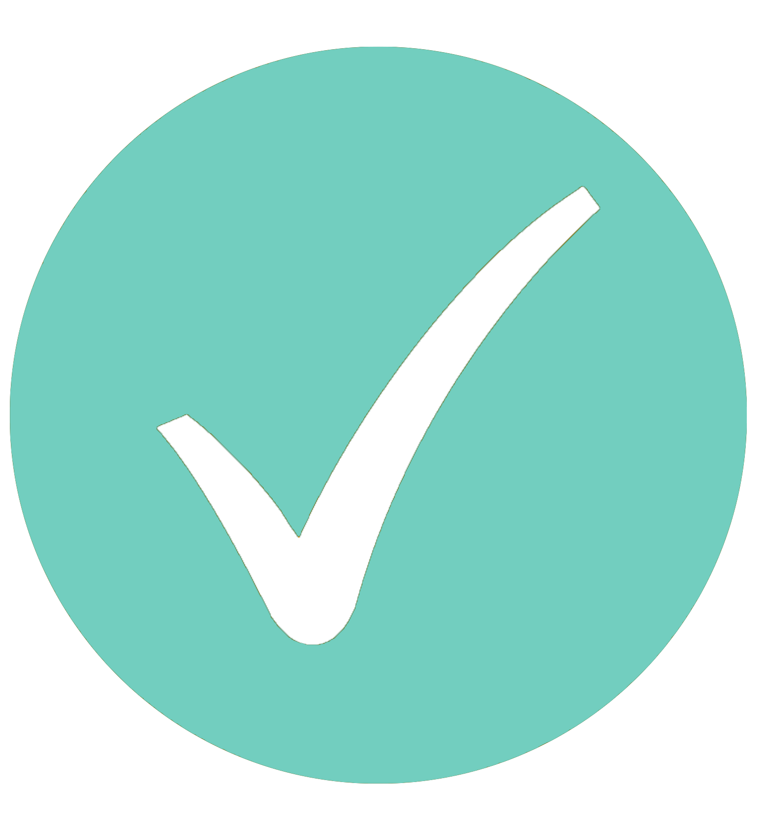 White checkmark inside a dark green circle, symbolizing approval or correctness.