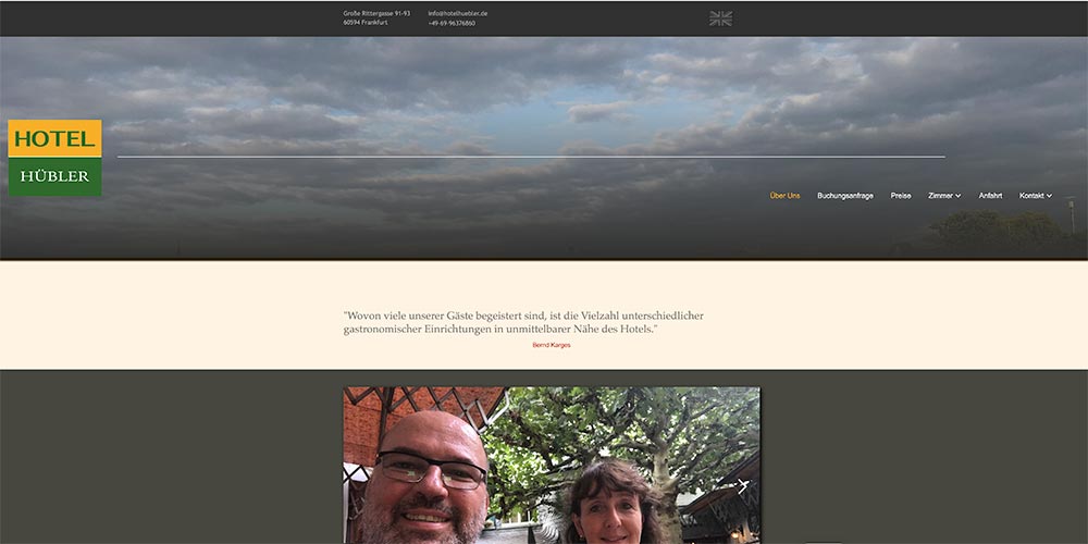 Screenshot der Hotel Hübler Website
