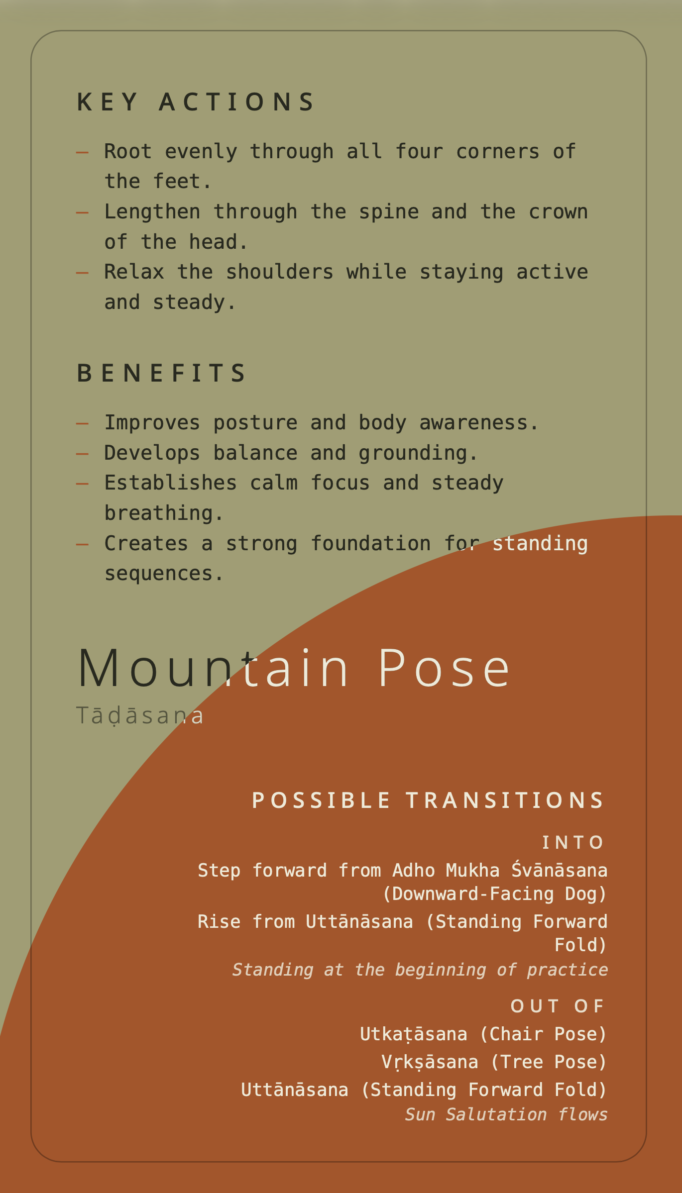 Tāḍāsana – card back