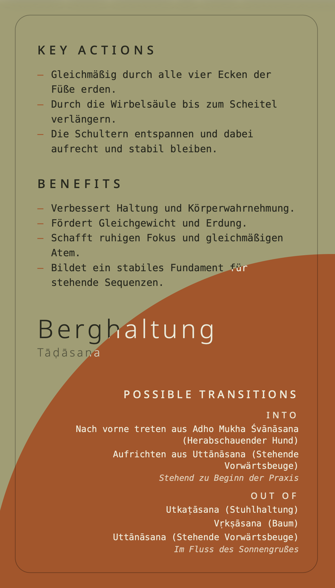 Tāḍāsana – Kartenrückseite