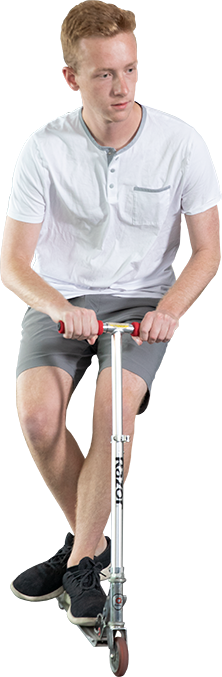 man riding scooter