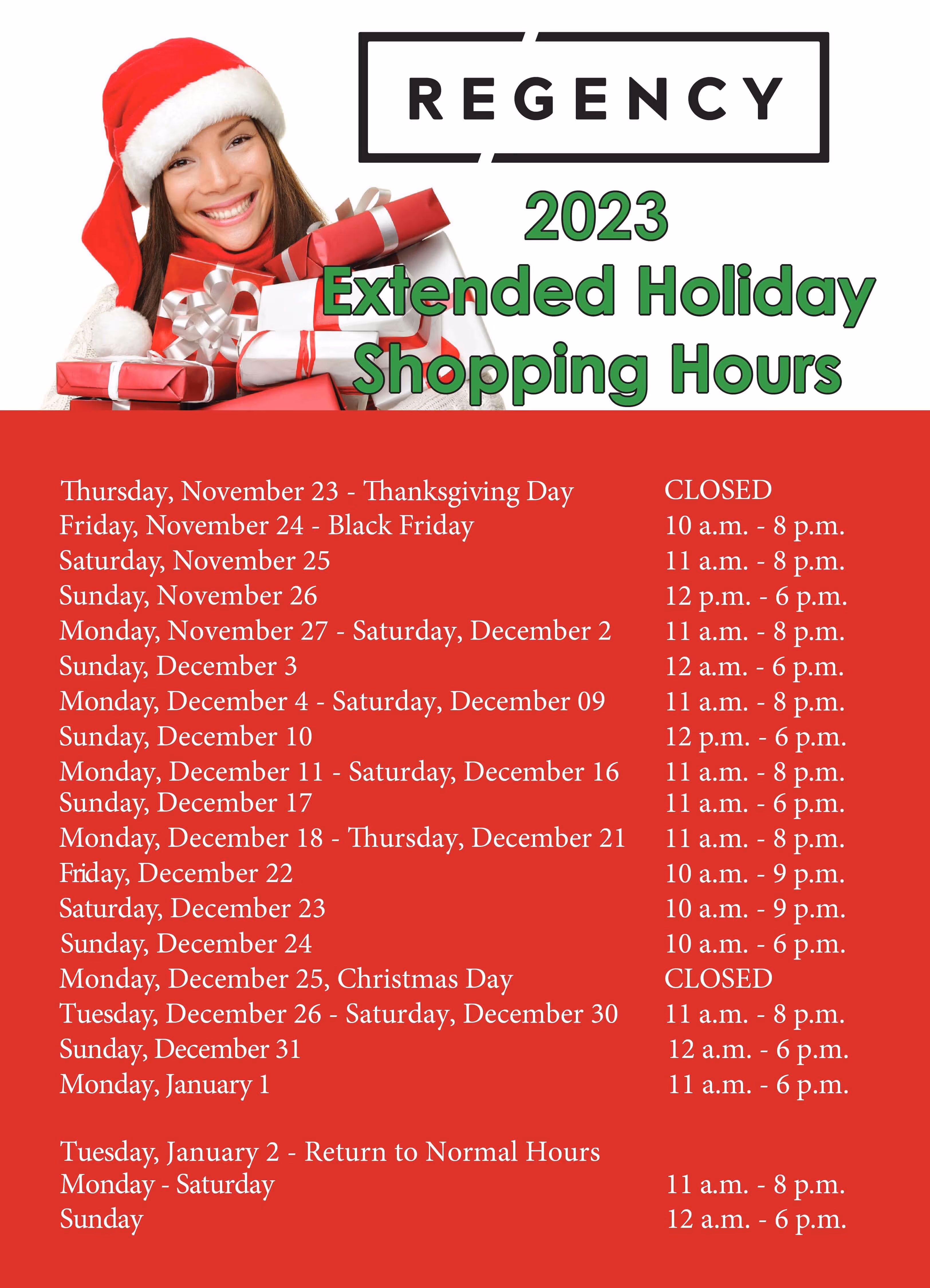 Mall Holiday Hours graphic