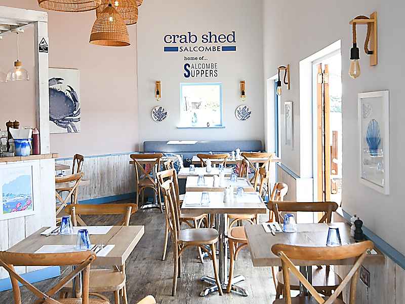 The Crab Shed Salcombe newly refurbished quayside restaurant is light and bright