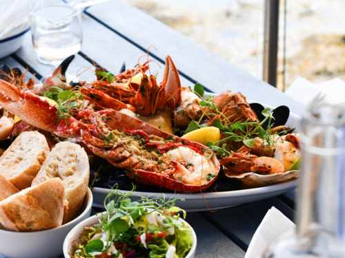 The Crab Shed Salcombe restaurant - waterside seafood dining overlooking the harbour