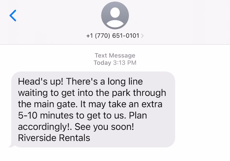 Guest receiving a BookingCentral broadcast text