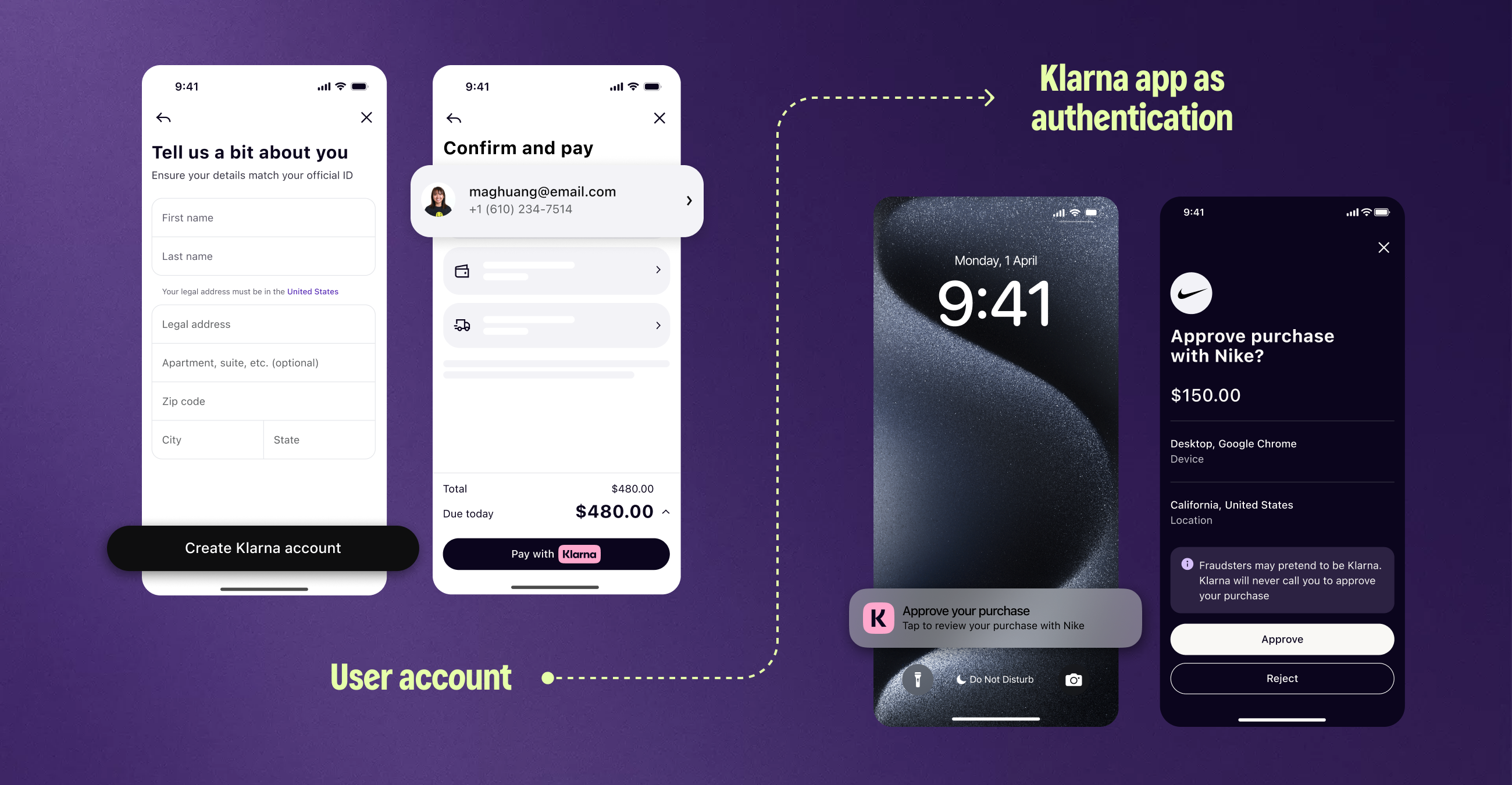 Klarna app and app as authenticator