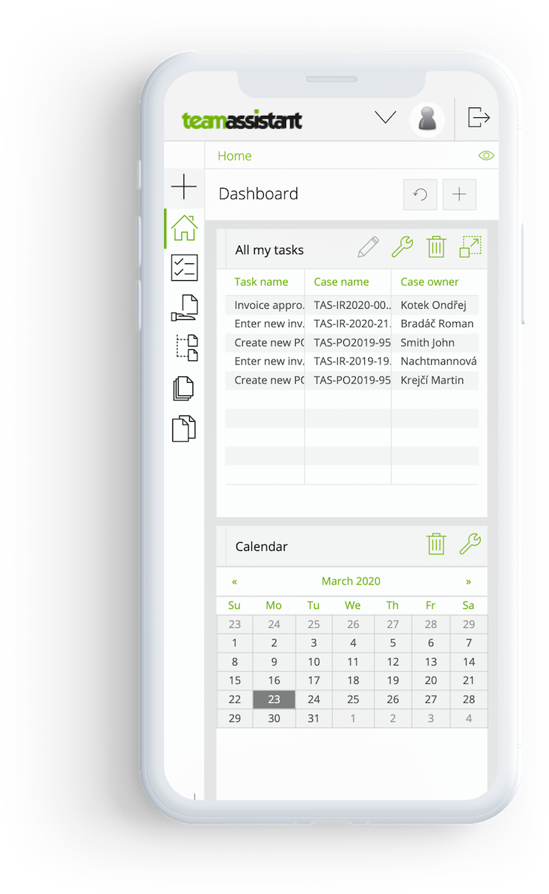 iphone mockup with opened Team assistant