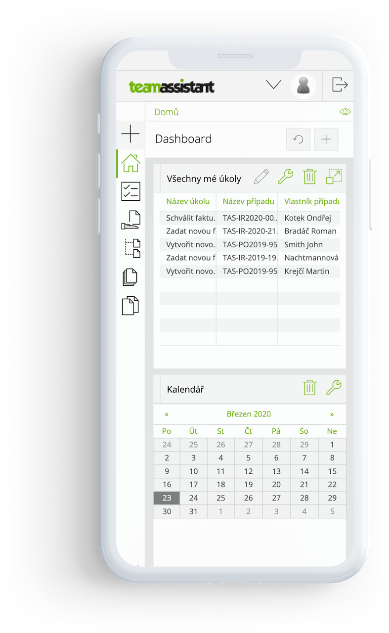 iphone mockup with opened Team assistant